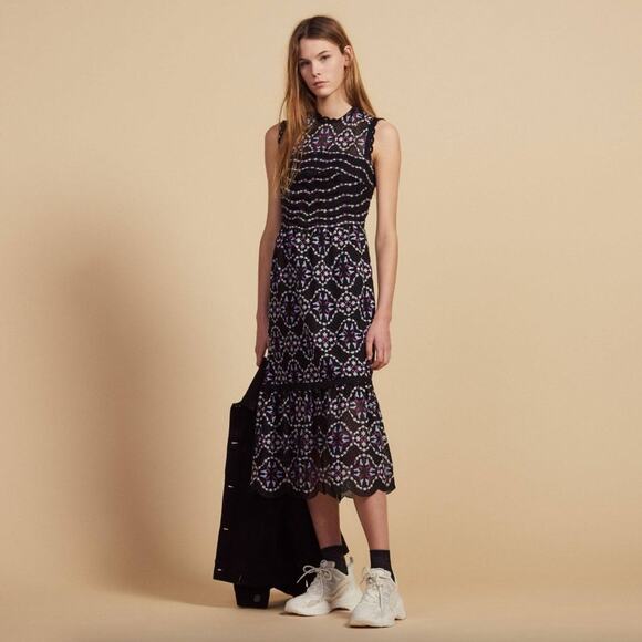 Sandro Inaya Guipure Embroidered Lace Midi Dress - Picture 1 of 9
